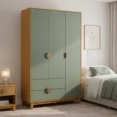 VEKKAHOME - Clóset Ipe Salvia 3 Puerta(s) 2 Cajón(es) 6 Repisa(s) 120x192x47 cm Verde