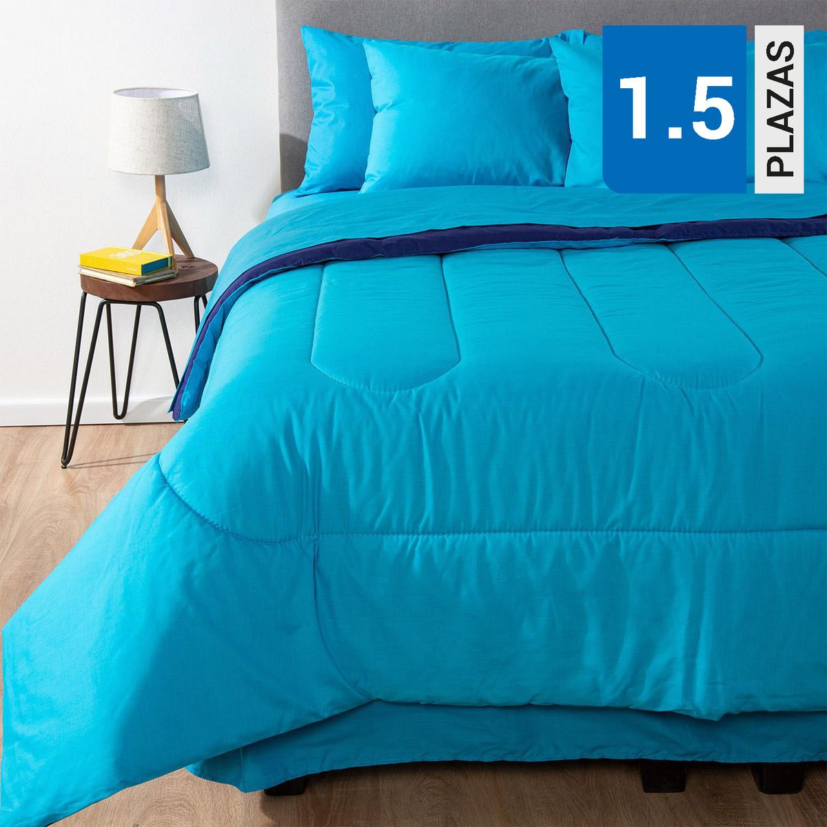 ARTHOME - Plumón 1.5 plazas Bicolor Celeste/Azul 
