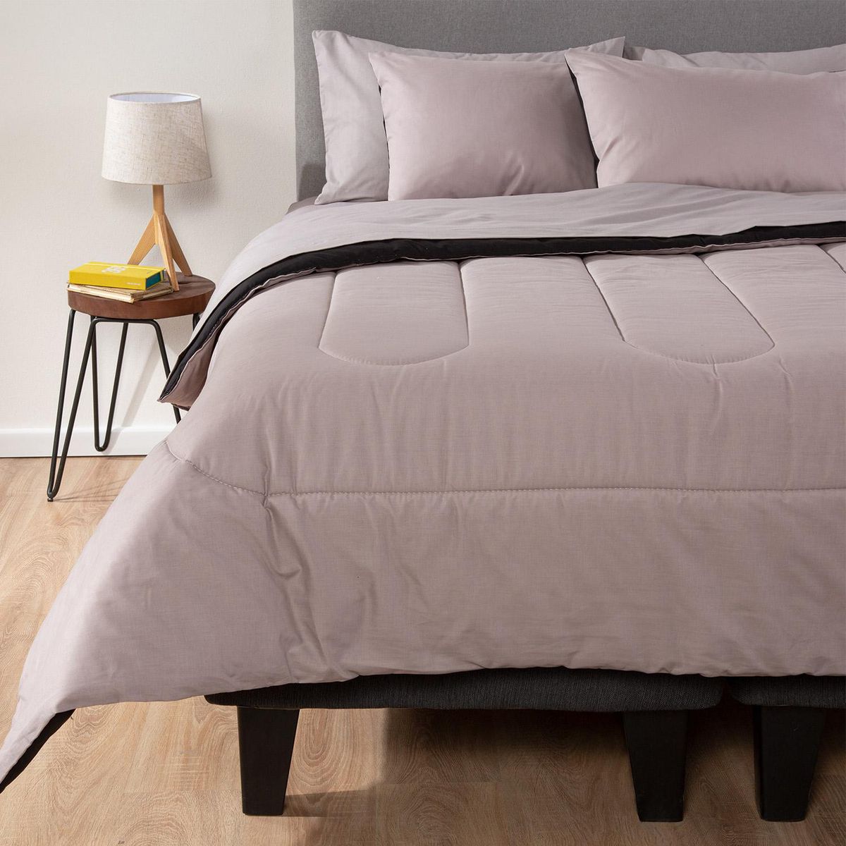 ARTHOME - Plumón 1.5 plazas Bicolor Gris/Negro 