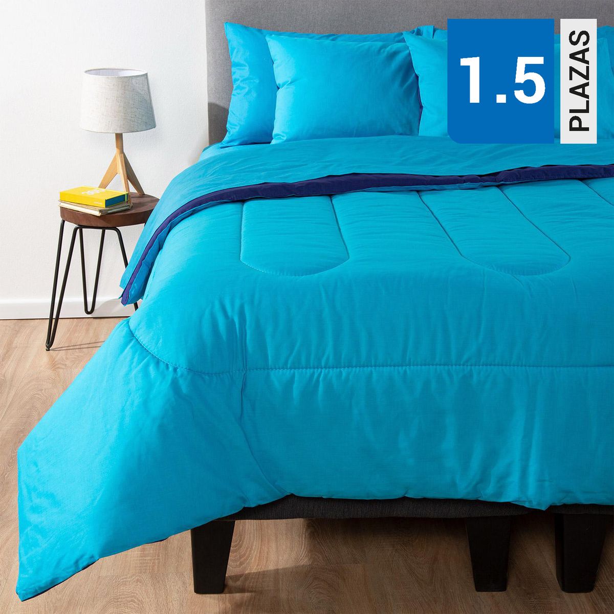ARTHOME - Plumón 1.5 plazas Bicolor Celeste/Azul 