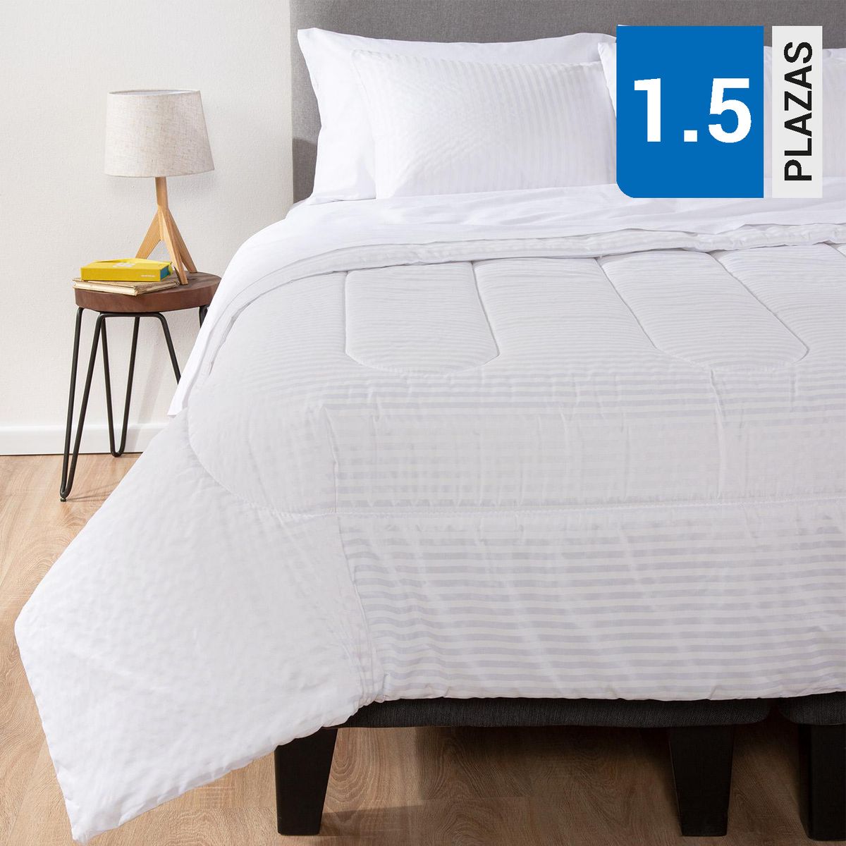 ARTHOME - Plumón 1.5 plazas Bicolor Blanco 