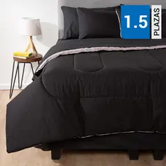 ARTHOME - Plumón 1.5 plazas Bicolor Negro/Gris