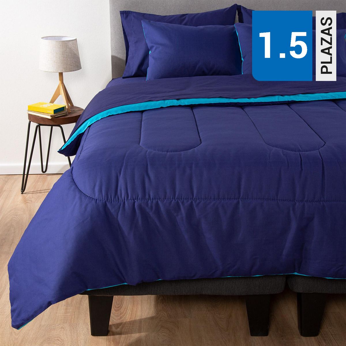 ARTHOME - Plumón 1.5 plazas Bicolor Azul/Celeste 