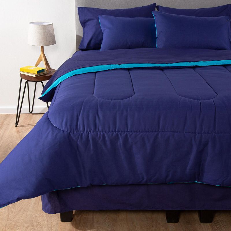 ARTHOME - Plumón 1.5 plazas Bicolor Azul/Celeste