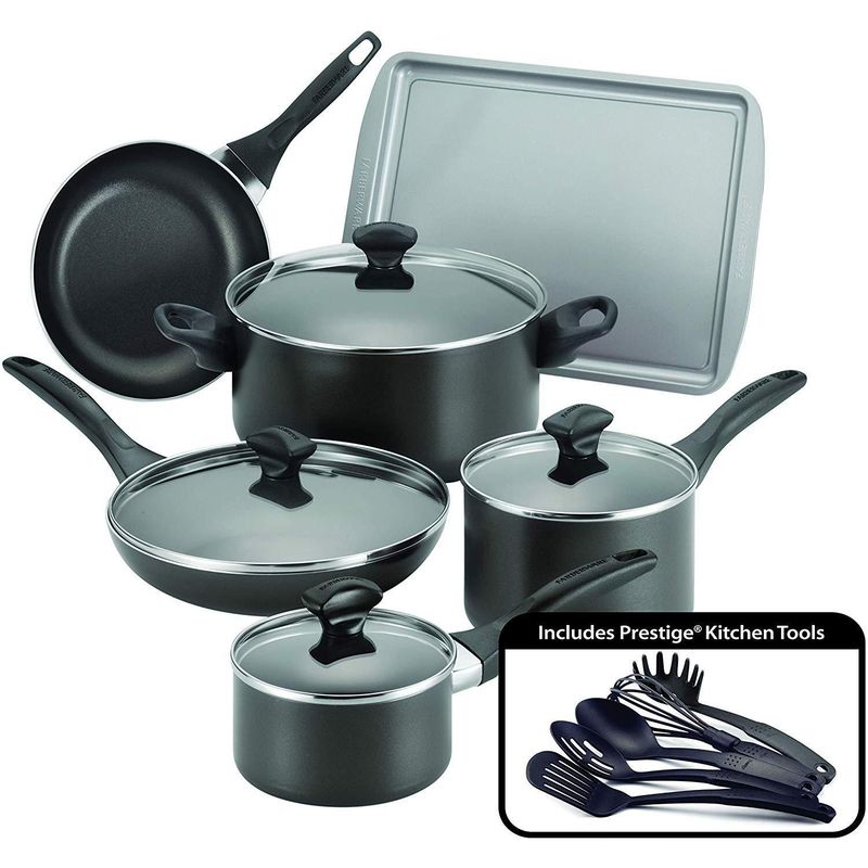FARBERWARE - Set 15 piezas de Aluminio 31 cm 5 l Negro Aluminium