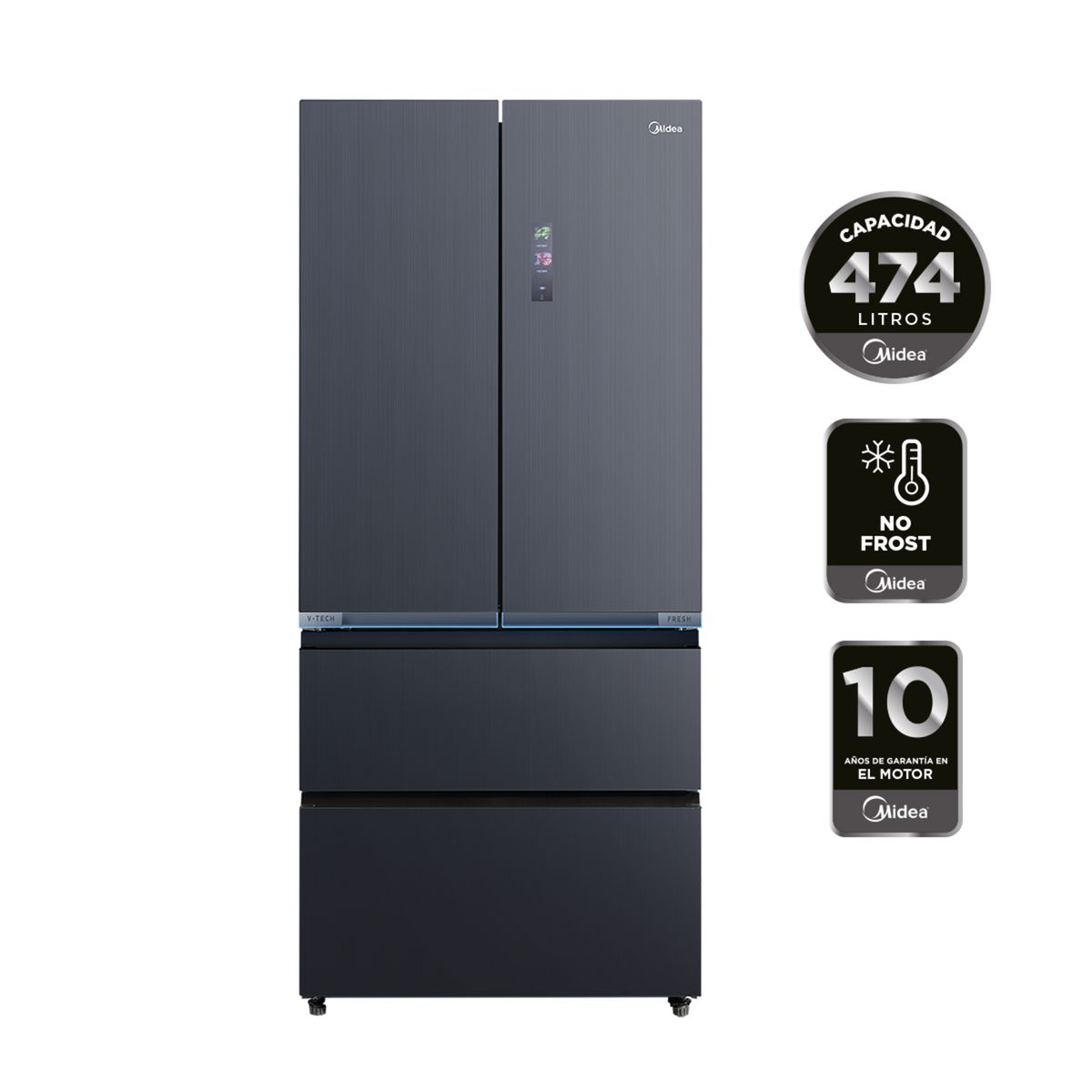 MIDEA - Refrigerador French Door No Frost 474 Litros Grey MDRFD705BIE70