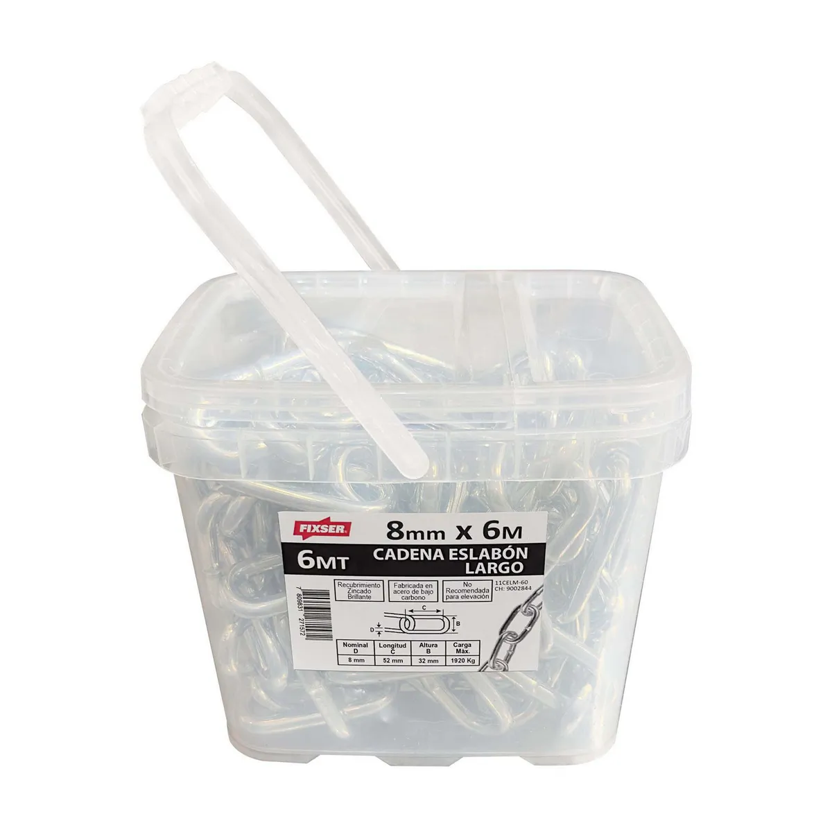 MAMUT - Cadena Acero Eslabón Largo 8 mm 6 m Plateado