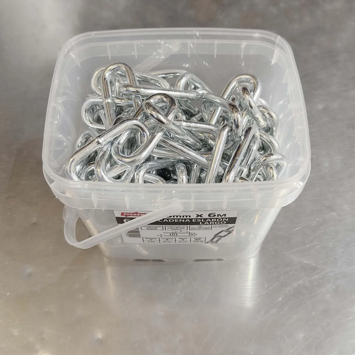 MAMUT - Cadena Acero Eslabón Largo 8 mm 6 m Plateado
