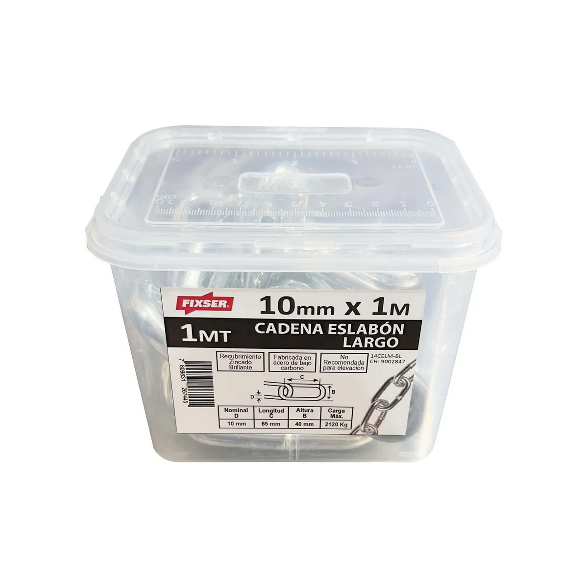 MAMUT - Cadena Acero Eslabón Largo 10 mm 1 m Plateado