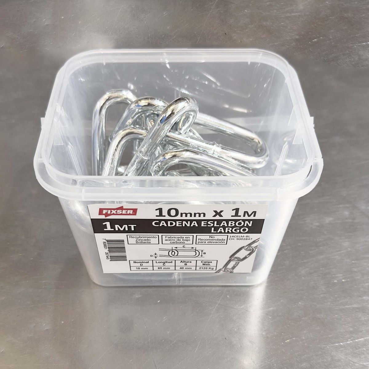 MAMUT - Cadena Acero Eslabón Largo 10 mm 1 m Plateado