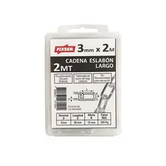 MAMUT - Cadena eslabón largo de acero 3mm x 2M zincada en envase plástico