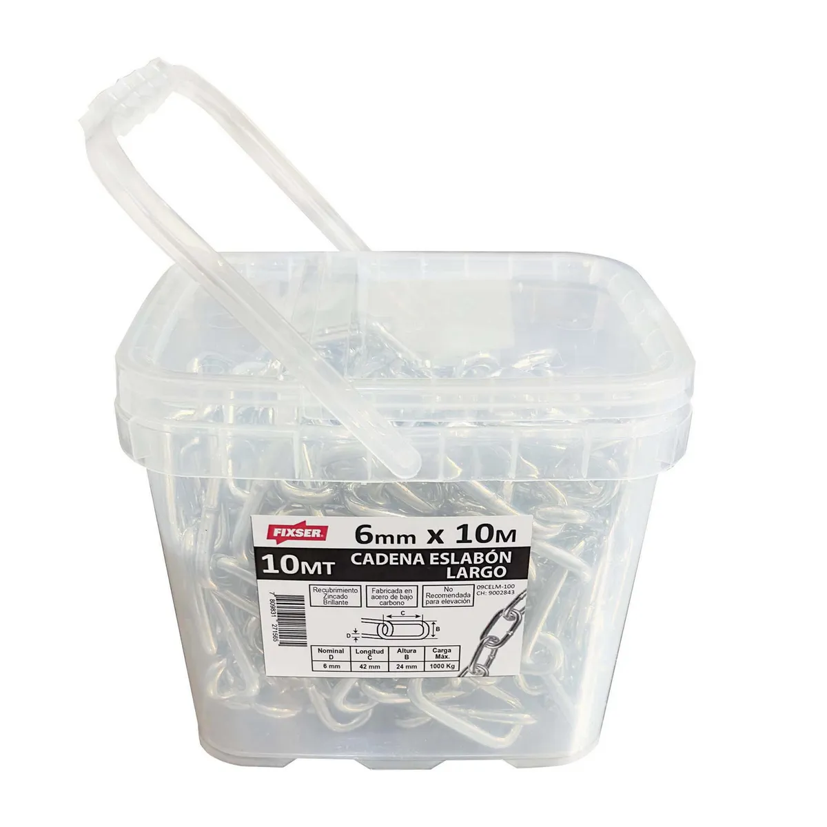 MAMUT - Cadena Acero Eslabón Largo 6 mm 10 m Plateado