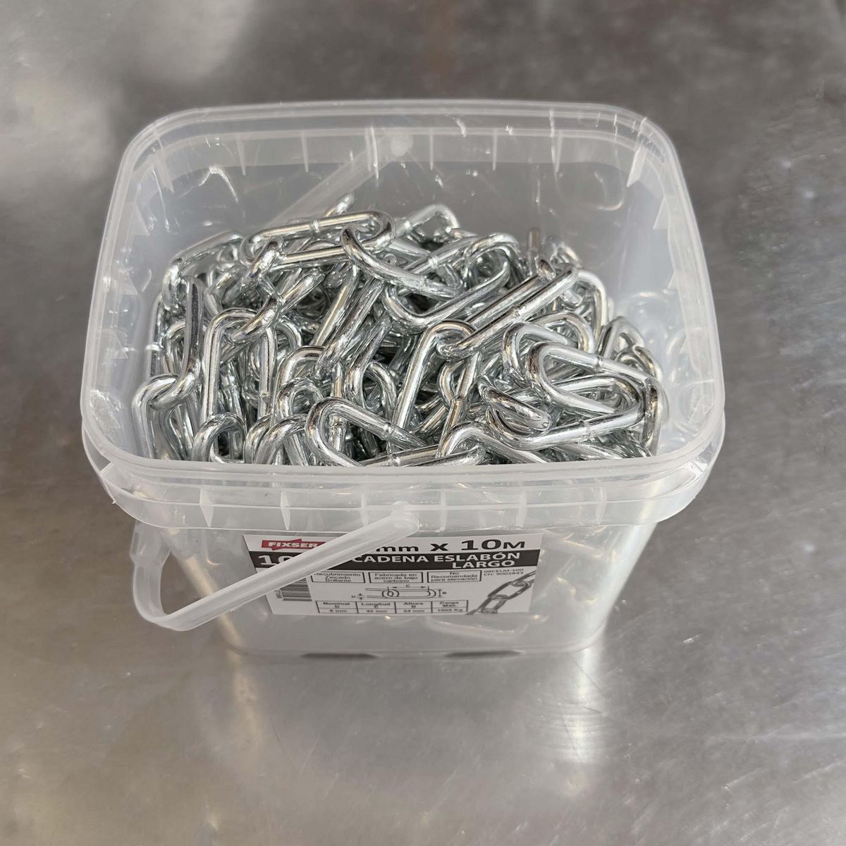 MAMUT - Cadena Acero Eslabón Largo 6 mm 10 m Plateado