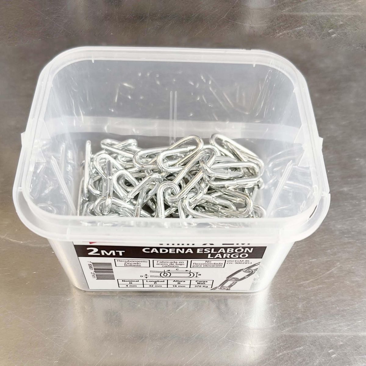 MAMUT - Cadena Acero Eslabón Largo 4 mm 2 m Plateado