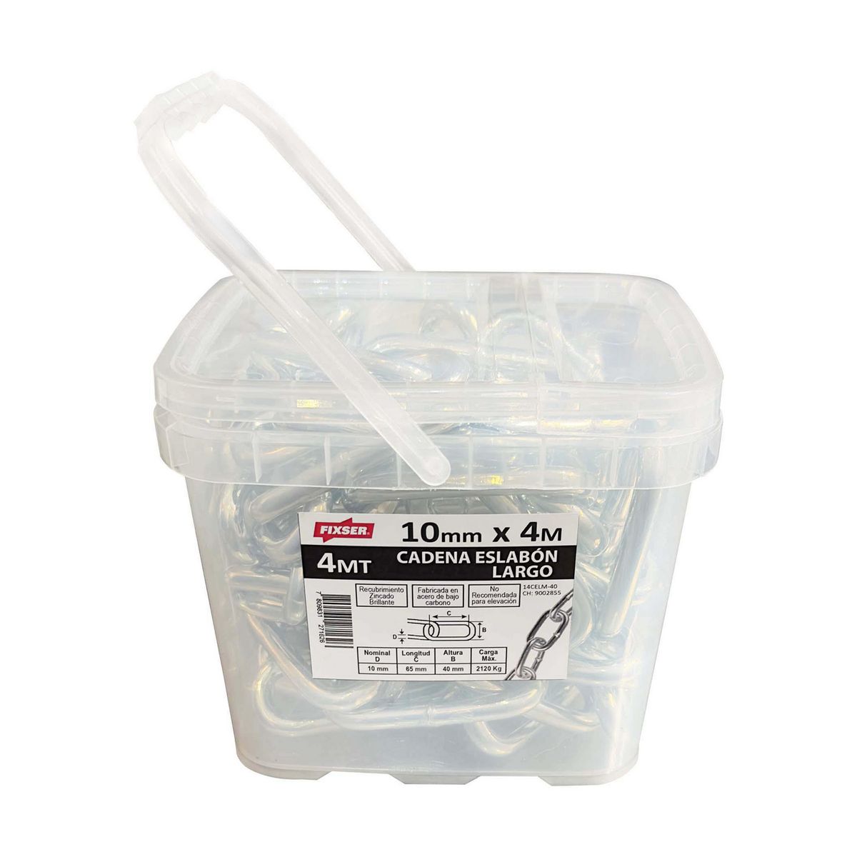 MAMUT - Cadena Acero Eslabón Largo 10 mm 4 m Plateado