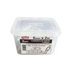 MAMUT - Cadena Acero Eslabón Largo 6 cm 2 m Plateado