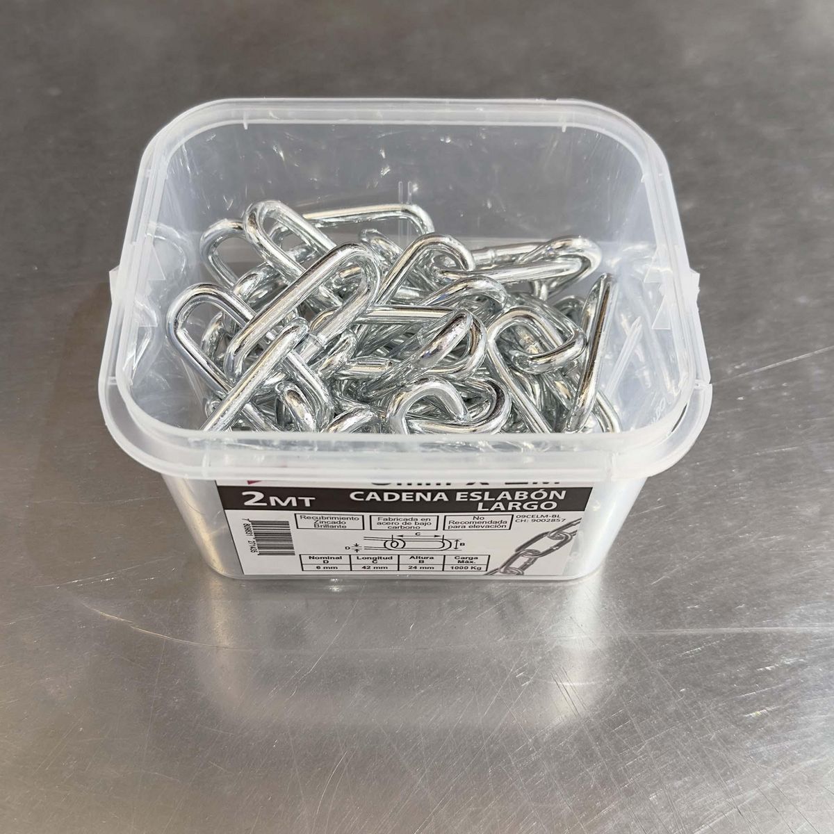 MAMUT - Cadena Acero Eslabón Largo 6 cm 2 m Plateado