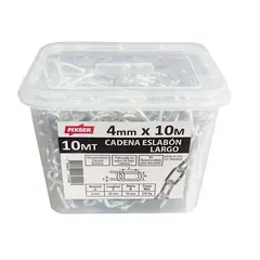 MAMUT - Cadena eslabón largo de acero 4mm x 10M zincado brillante en balde