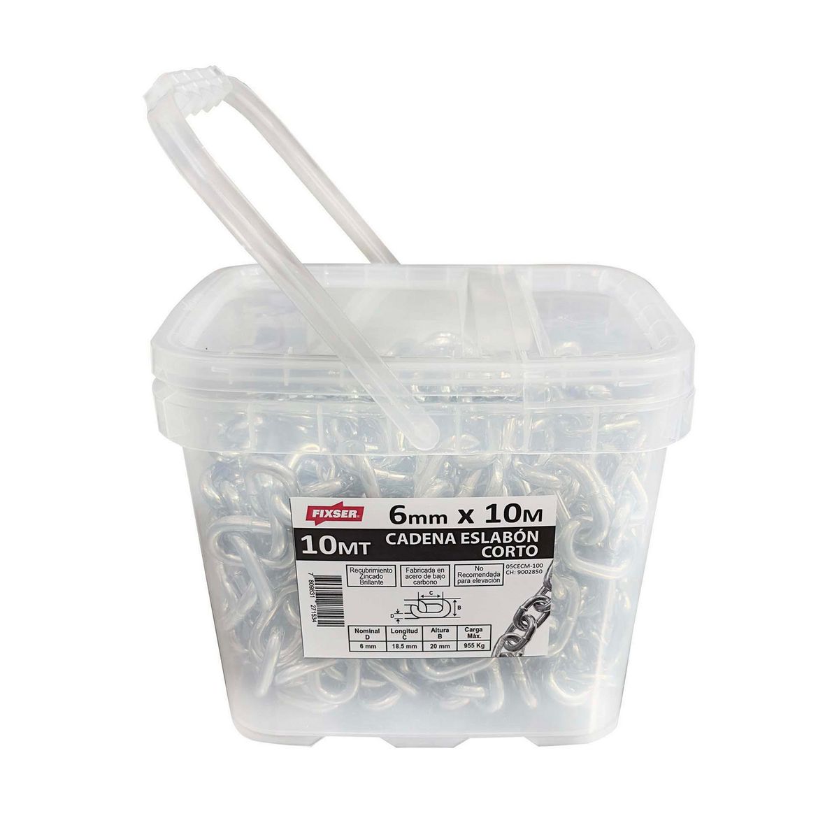 MAMUT - Cadena Acero Eslabón Corto 6 mm 10 m Plateado