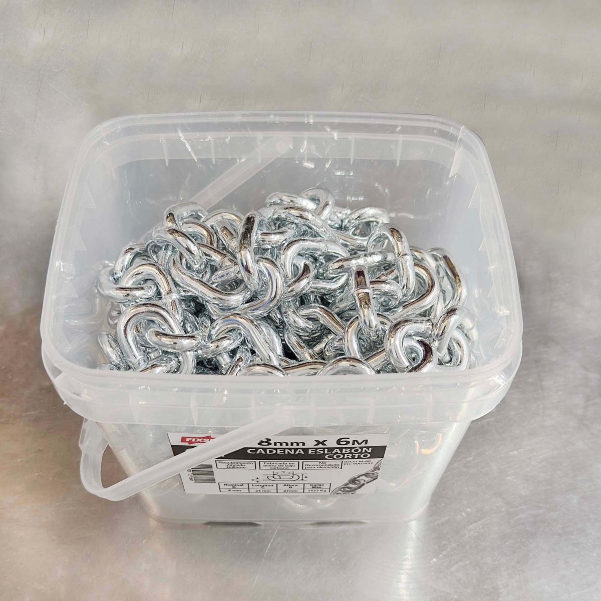 MAMUT - Cadena Acero Eslabón Corto 8 mm 6 m Plateado