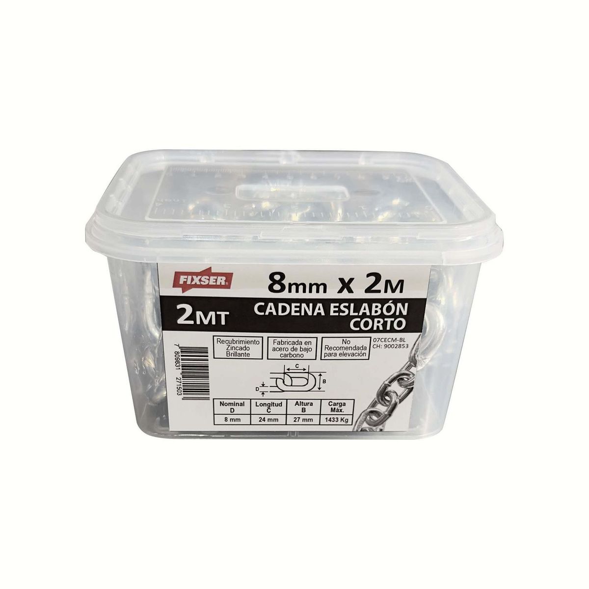 MAMUT - Cadena Acero Eslabón Corto 8 mm 2 m Plateado