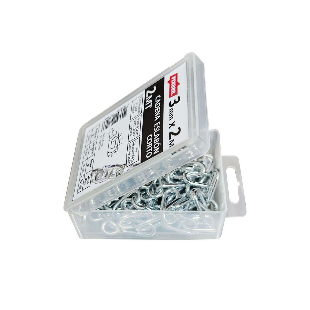 MAMUT - Cadena Acero Eslabón Corto 3 mm 2 m Plateado