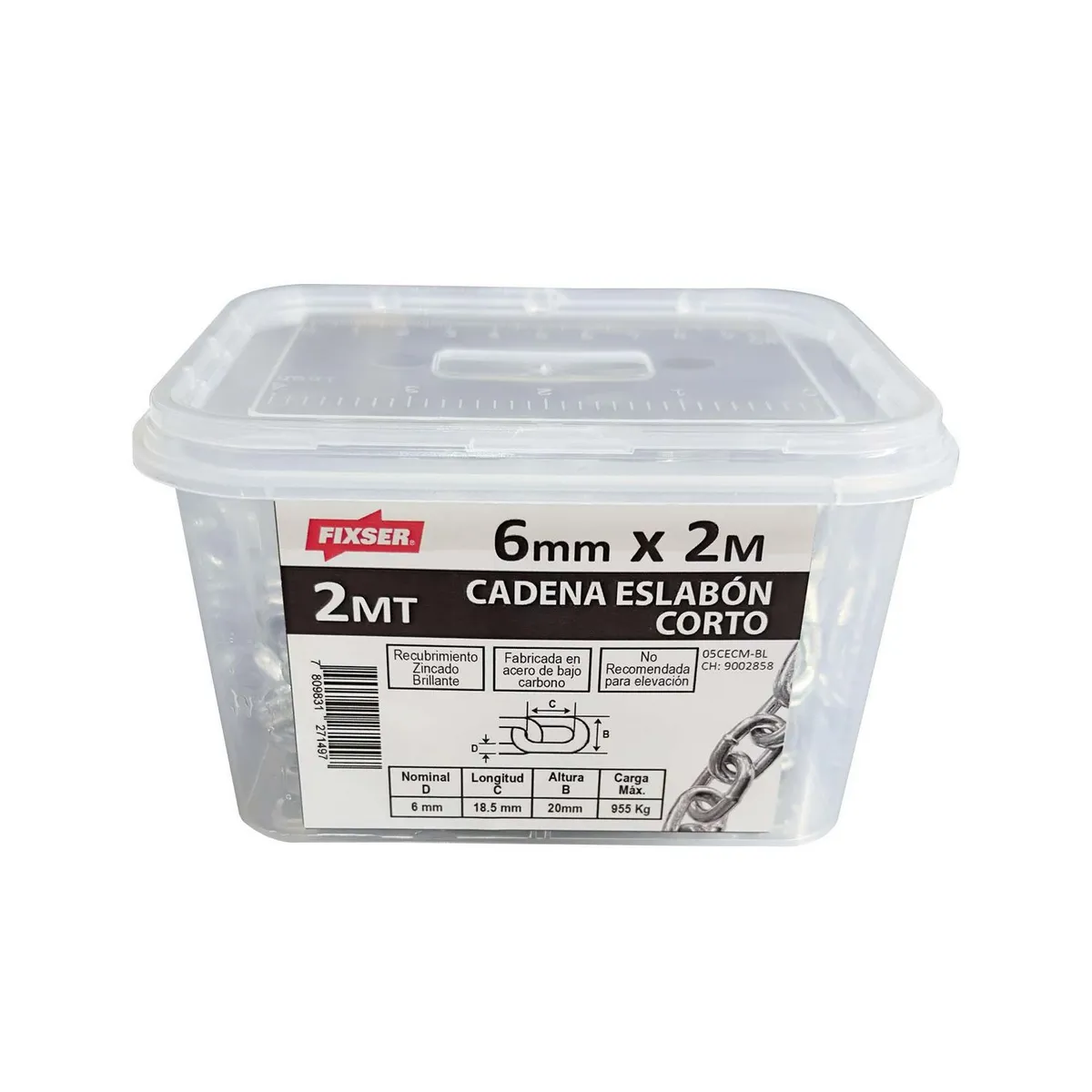 MAMUT - Cadena Acero Eslabón Corto 6 mm 2 m Plateado