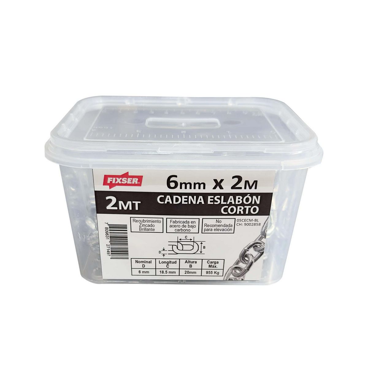 MAMUT - Cadena Acero Eslabón Corto 6 mm 2 m Plateado