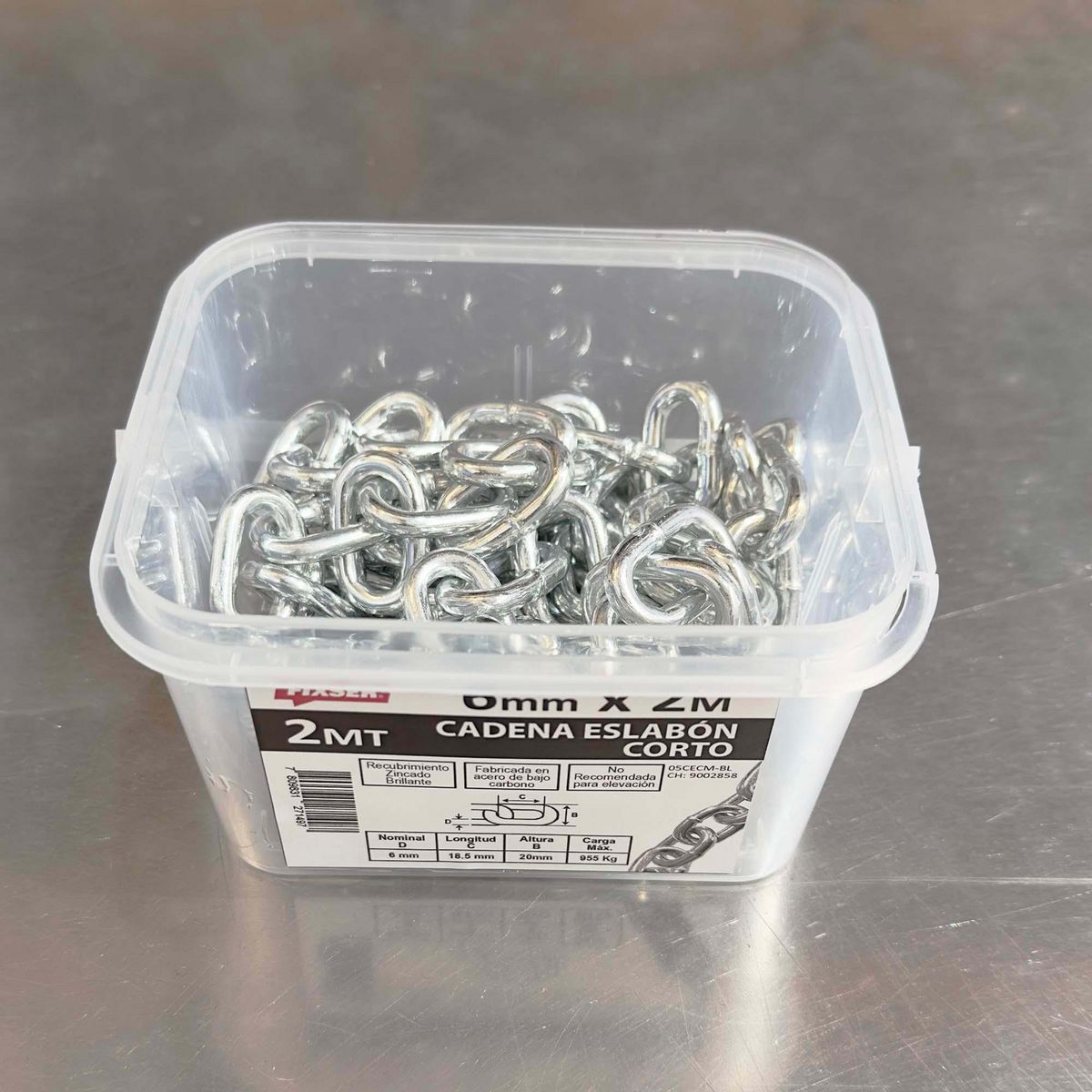 MAMUT - Cadena Acero Eslabón Corto 6 mm 2 m Plateado