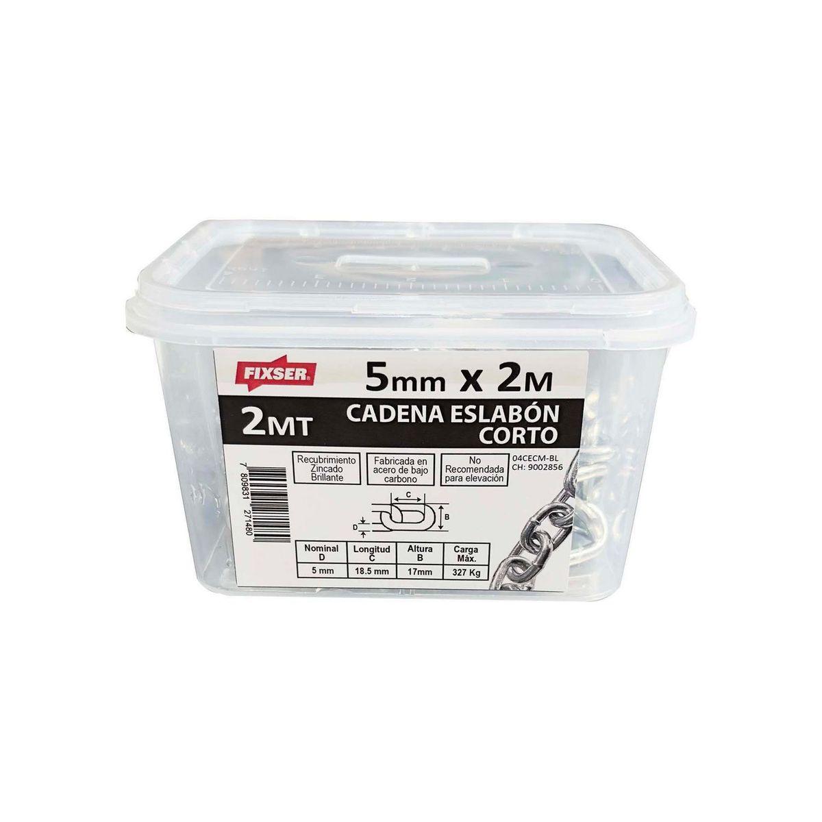 MAMUT - Cadena Acero Eslabón Corto 5 mm 2 m Plateado