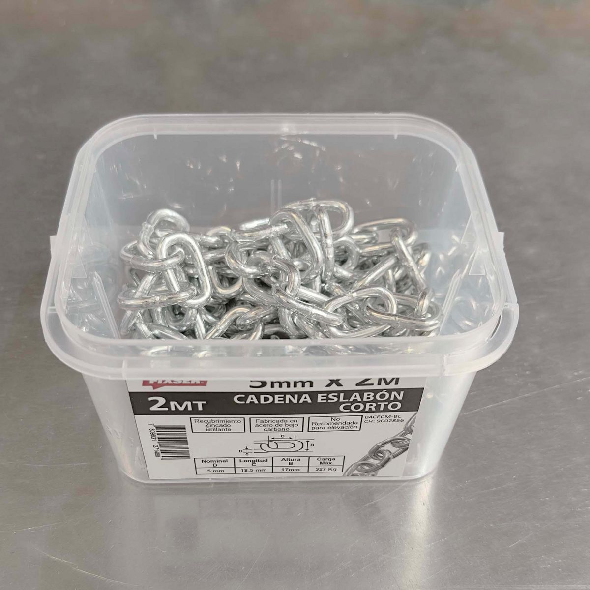 MAMUT - Cadena Acero Eslabón Corto 5 mm 2 m Plateado