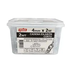 MAMUT - Cadena eslabón corto de acero 4mm x 2M zincado brillante en balde