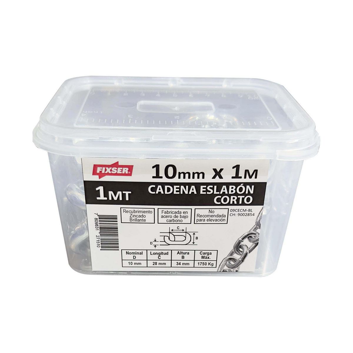 MAMUT - Cadena Acero Eslabón Corto 10 mm 1 m Plateado