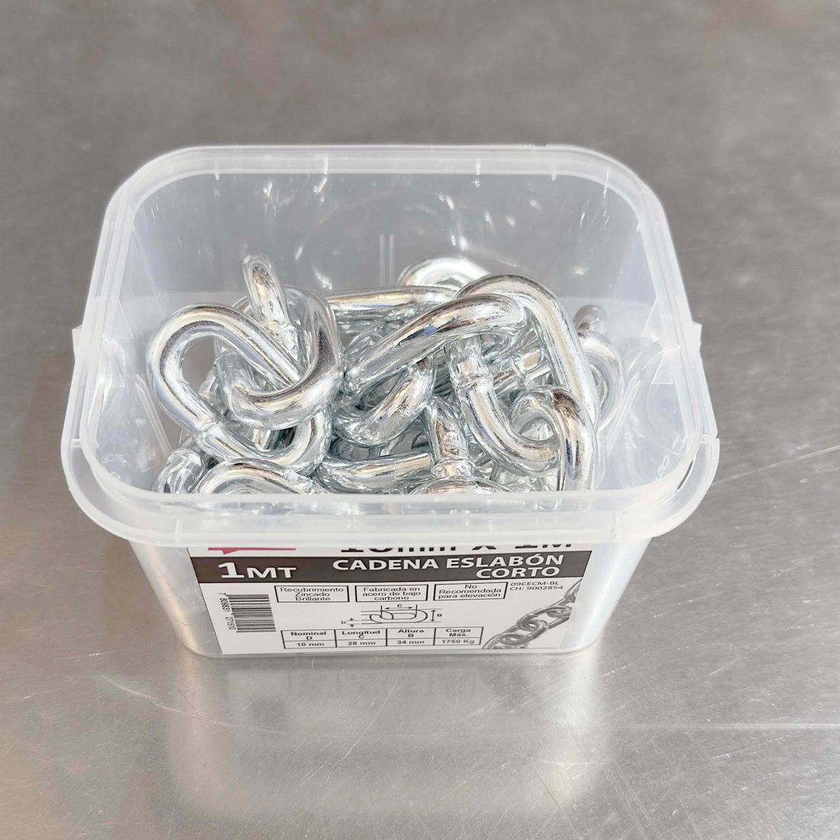 MAMUT - Cadena Acero Eslabón Corto 10 mm 1 m Plateado