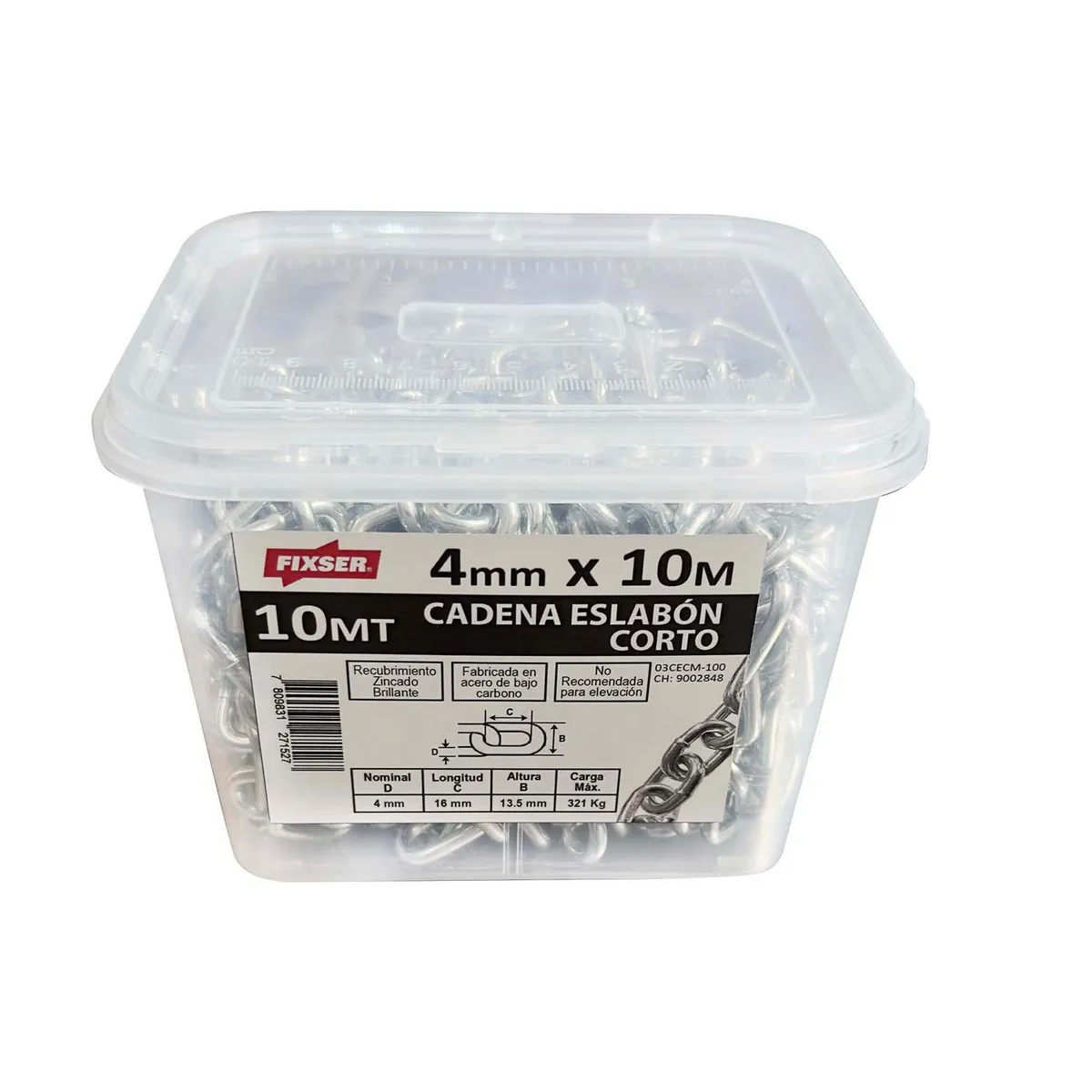 MAMUT - Cadena Acero Eslabón Corto 4 mm 10 m Plateado
