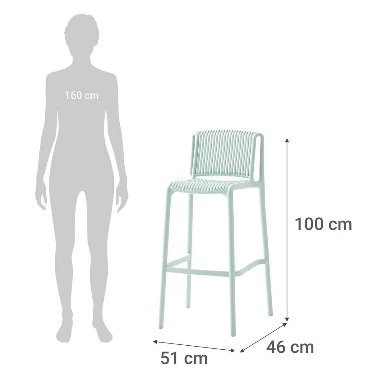 IDETEX - Pack 2 Sillas Verona Aqua Celeste 100x51x46 cm