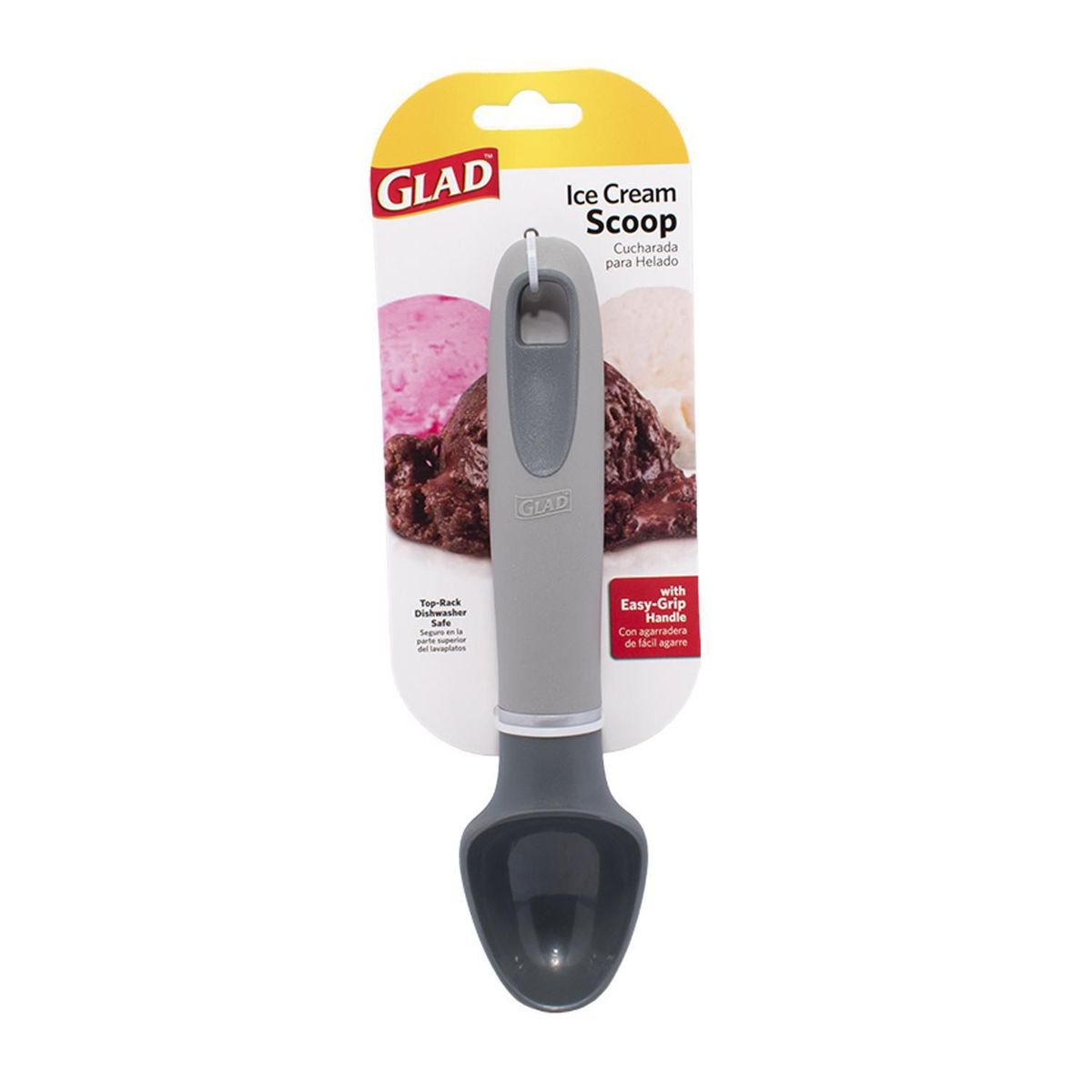 GLAD - Cuchara Helado Glad Agarre Fácil gris 23 cm Resistente