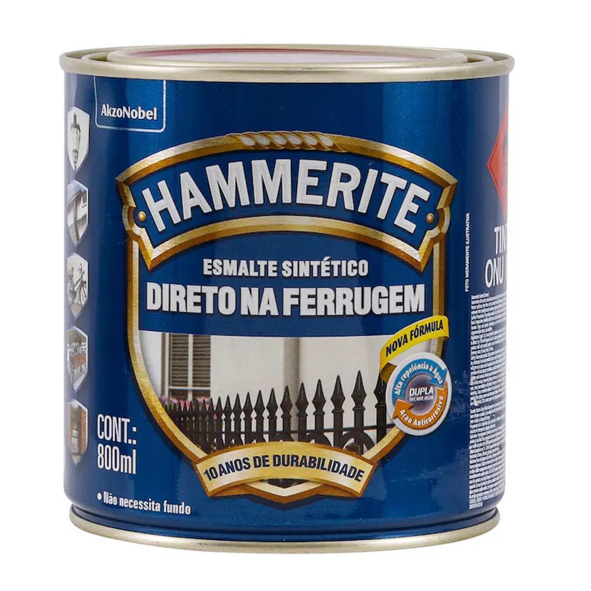 HAMMERITE - Esmalte Directo sobre Óxido Anticorrosivo Hidrorepelente Brillante Gris 0.8 l