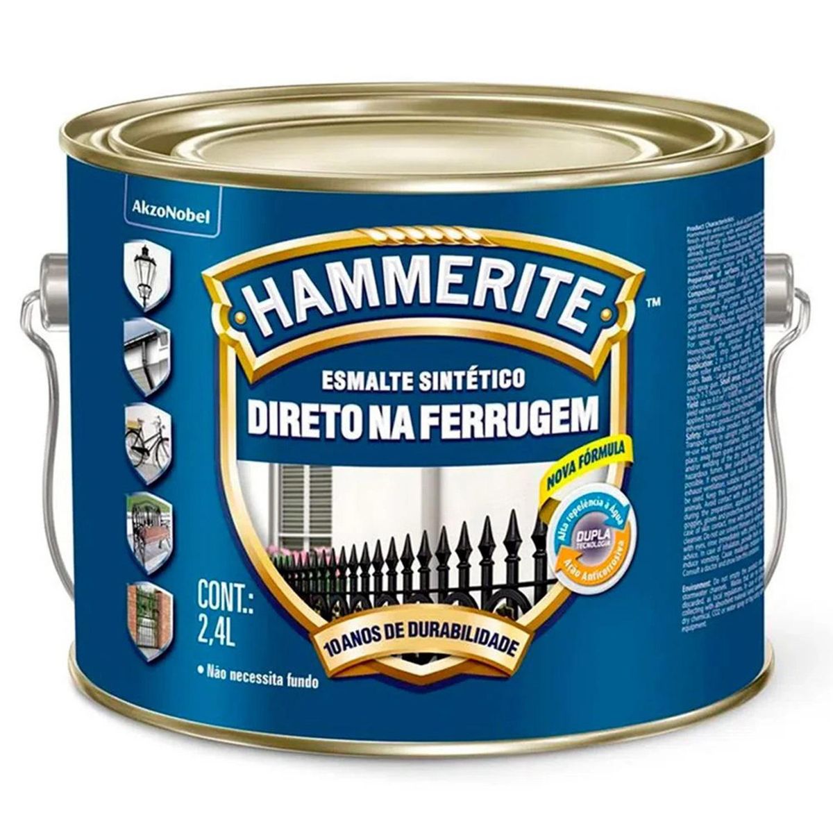 HAMMERITE - Esmalte Directo sobre Óxido Anticorrosivo Hidrorepelente Brillante Blanco 2.4 l