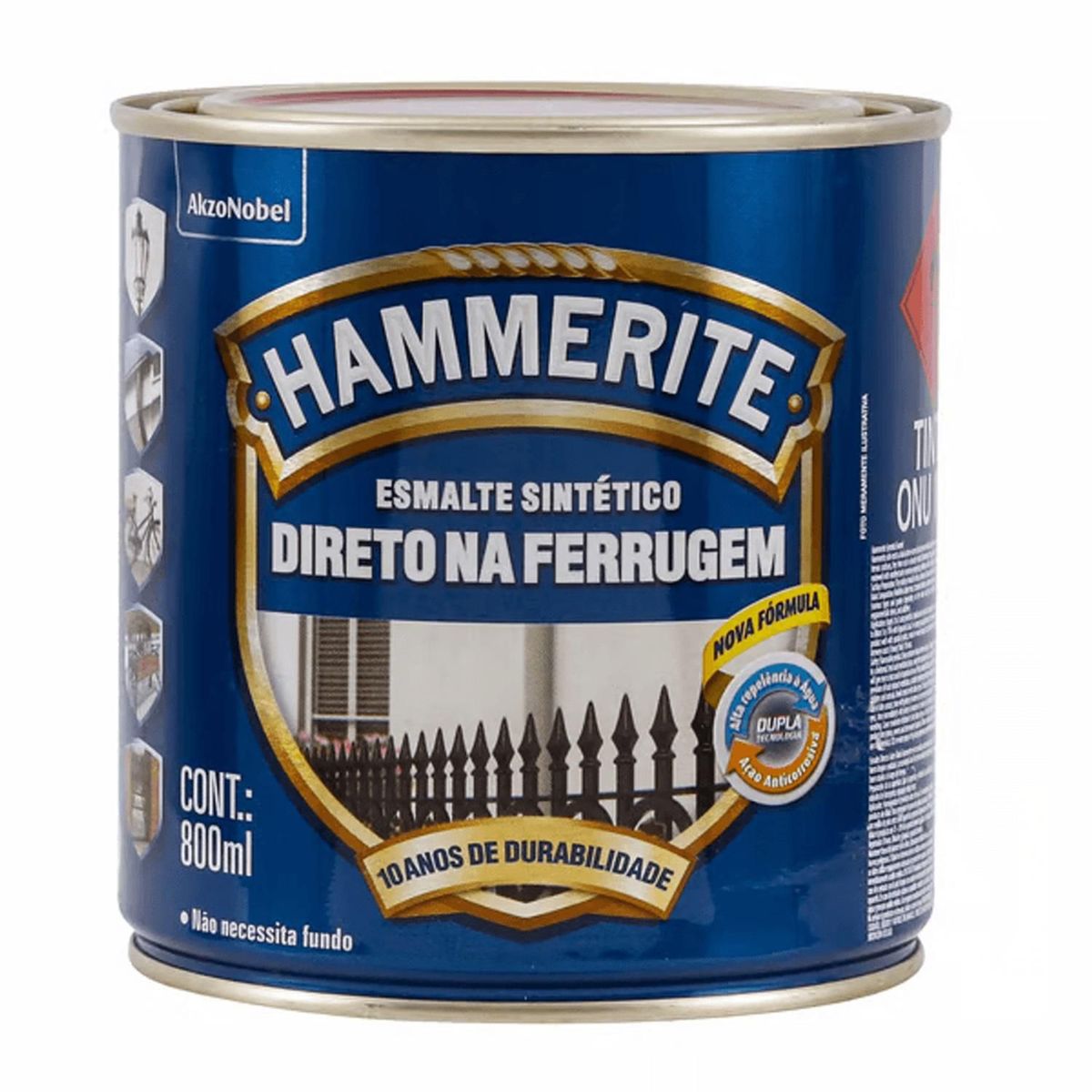 HAMMERITE - Esmalte Directo sobre Óxido Anticorrosivo Hidrorepelente Tarro 0.8 l Brillante Blanco