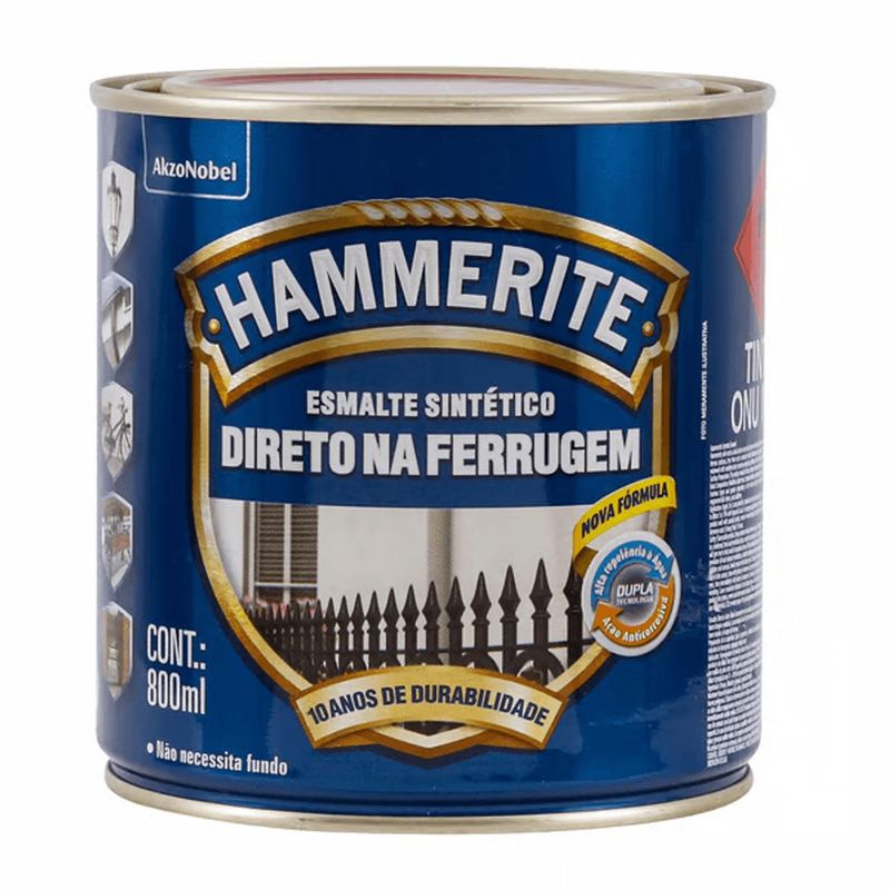 HAMMERITE - Esmalte Directo sobre Óxido Anticorrosivo Hidrorepelente Brillante Blanco 0.8 l