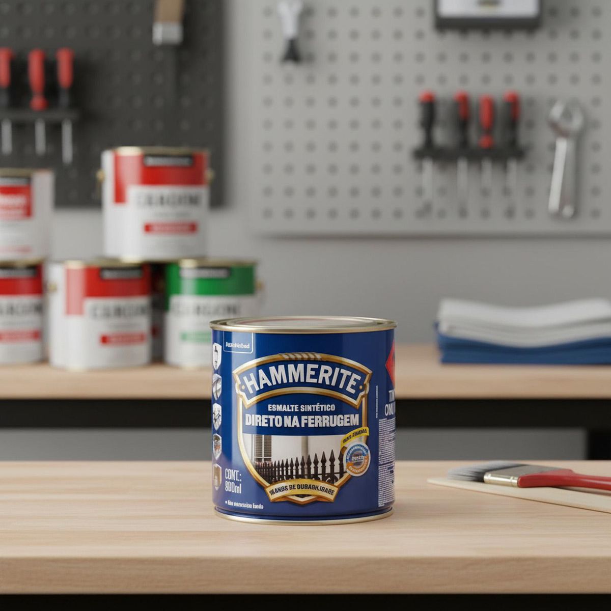 HAMMERITE - Esmalte Directo sobre Óxido Anticorrosivo Hidrorepelente Tarro 0.8 l Brillante Plata