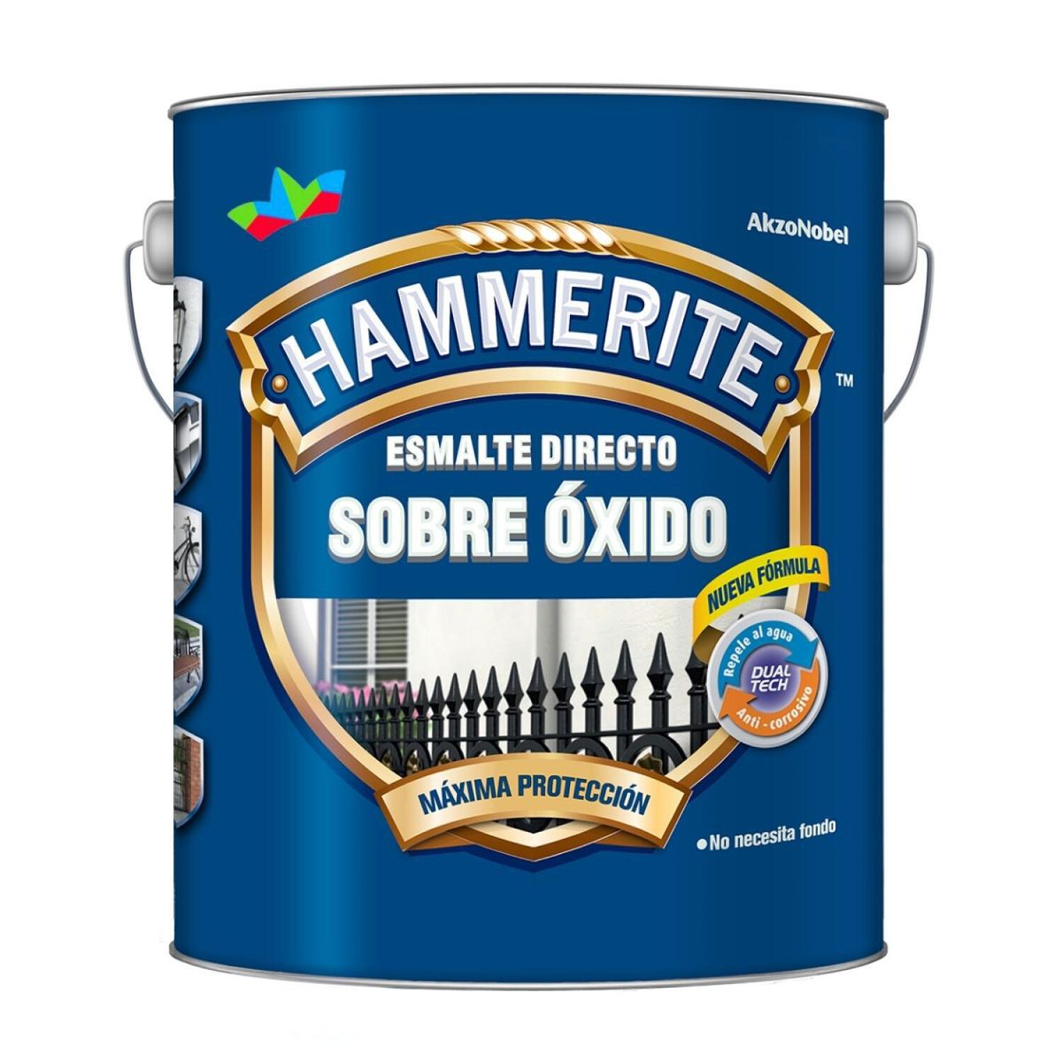 HAMMERITE - Esmalte Directo sobre Óxido Anticorrosivo Hidrorepelente Brillante Negro 0.8 l
