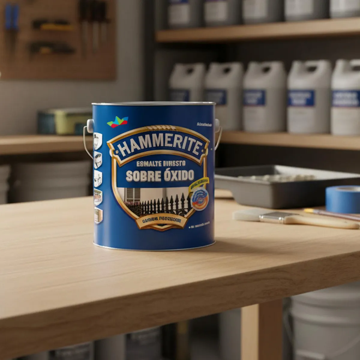 HAMMERITE - Esmalte Directo sobre Óxido Anticorrosivo Hidrorepelente Tarro 0.8 l Brillante Negro
