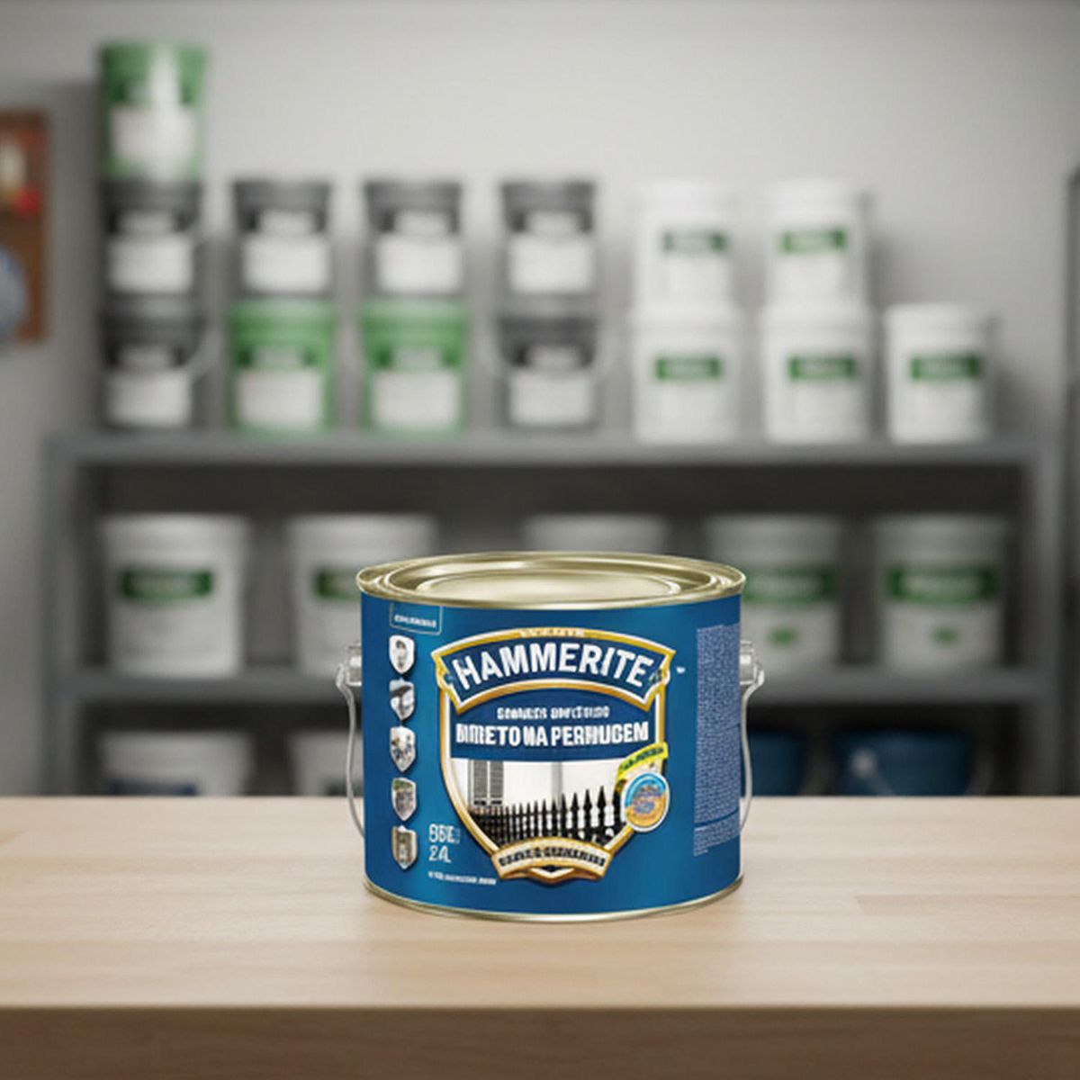 HAMMERITE - Esmalte Directo sobre Óxido Anticorrosivo Hidrorepelente Tarro 2.4 l Brillante Gris