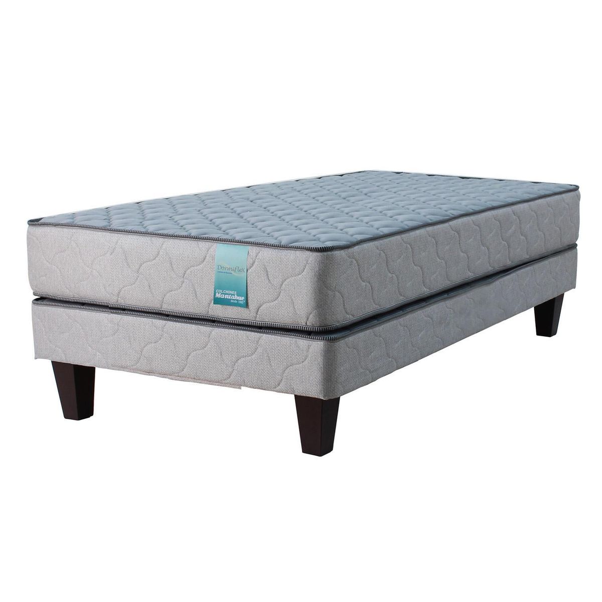 MANTAHUE - Combo Cama Europea Dormiflex 1 Plaza + Set Ranco melamina