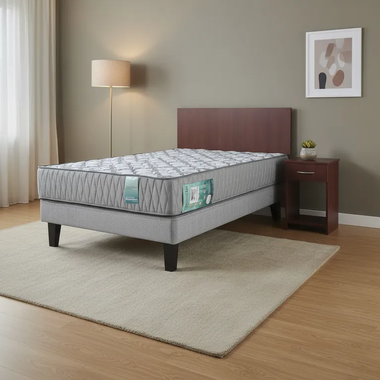 Combo Cama Europea Dormiflex 1 Plaza + Set Ranco Melamina