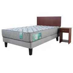 MANTAHUE - Combo Cama Europea Dormiflex 1½ Plaza + Set Ranco Melamina