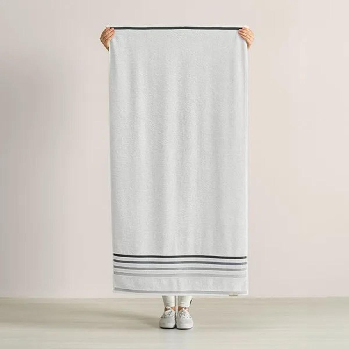 KARSTEN - Toalla de Mano 500 gr Algodón 48x80 cm Blanco/Gris