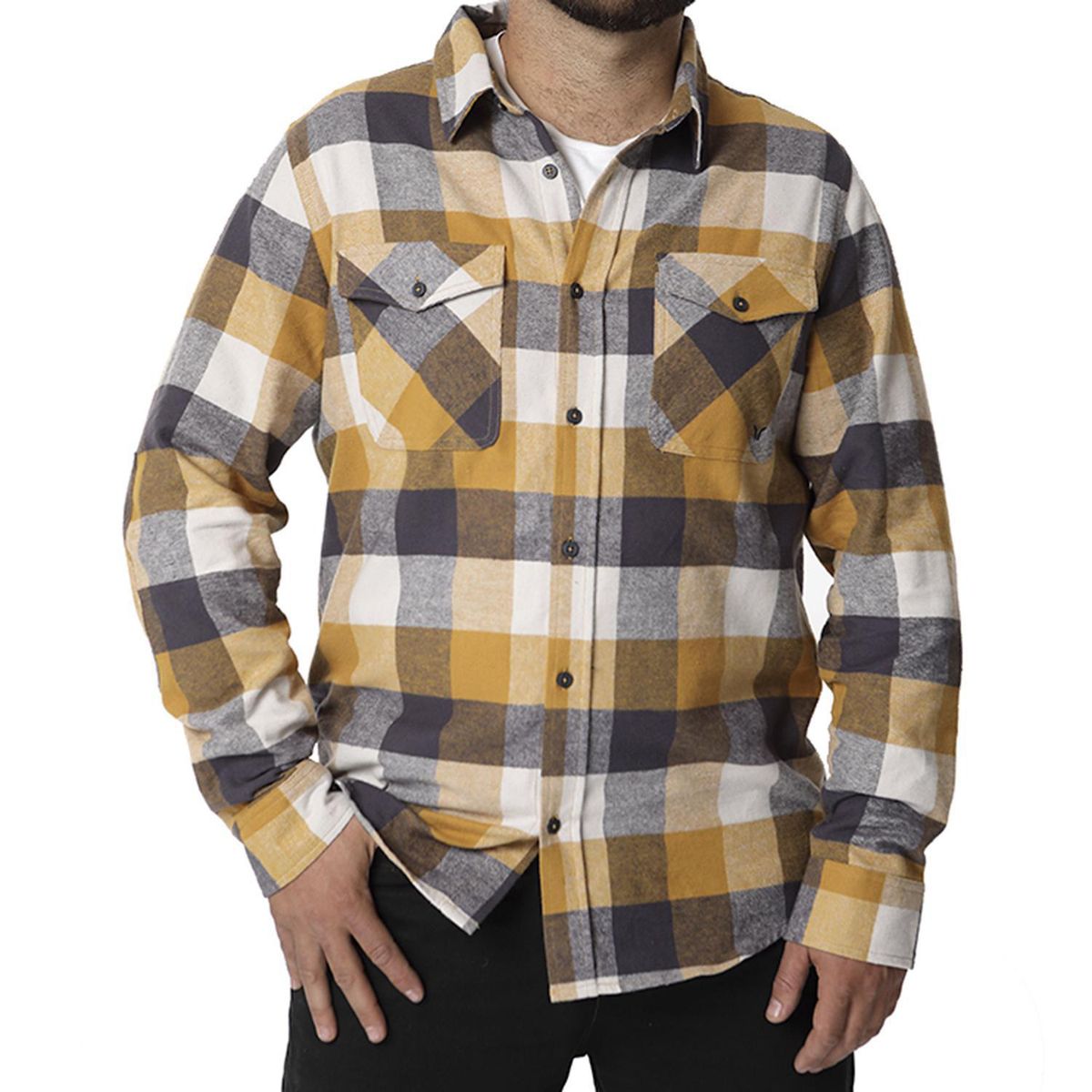 ORYX - Camisa Franela Hombre Yoho Mostaza Talla S